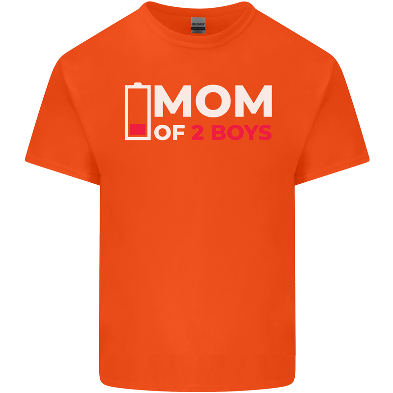 Mom of 2 Boys Funny Mother's Day Mens Cotton T-Shirt Tee Top Orange
