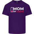 Mom of 2 Boys Funny Mother's Day Mens Cotton T-Shirt Tee Top Purple