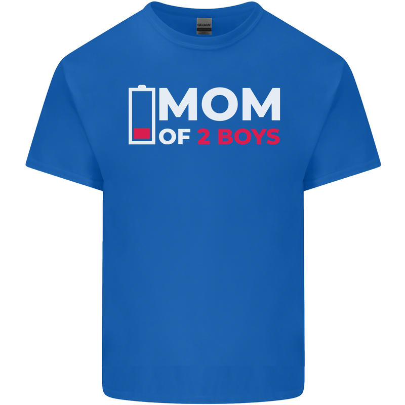 Mom of 2 Boys Funny Mother's Day Mens Cotton T-Shirt Tee Top Royal Blue
