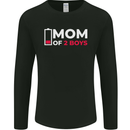 Mom of 2 Boys Funny Mother's Day Mens Long Sleeve T-Shirt Black