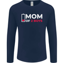 Mom of 2 Boys Funny Mother's Day Mens Long Sleeve T-Shirt Navy Blue