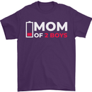 Mom of 2 Boys Funny Mother's Day Mens T-Shirt Cotton Gildan Purple