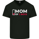 Mom of 2 Boys Funny Mother's Day Mens V-Neck Cotton T-Shirt Black