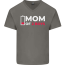 Mom of 2 Boys Funny Mother's Day Mens V-Neck Cotton T-Shirt Charcoal