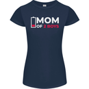 Mom of 2 Boys Funny Mother's Day Womens Petite Cut T-Shirt Navy Blue