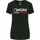 Mom of 2 Boys Funny Mother's Day Womens Wider Cut T-Shirt Black