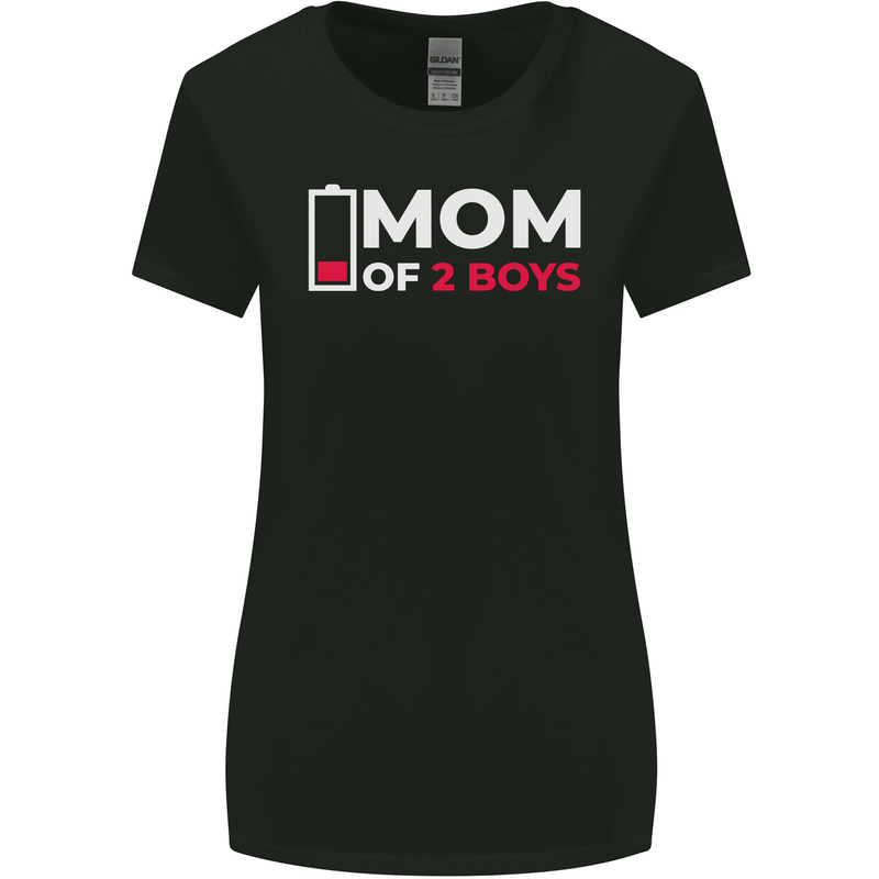 Mom of 2 Boys Funny Mother's Day Womens Wider Cut T-Shirt Black
