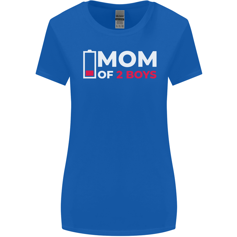 Mom of 2 Boys Funny Mother's Day Womens Wider Cut T-Shirt Royal Blue