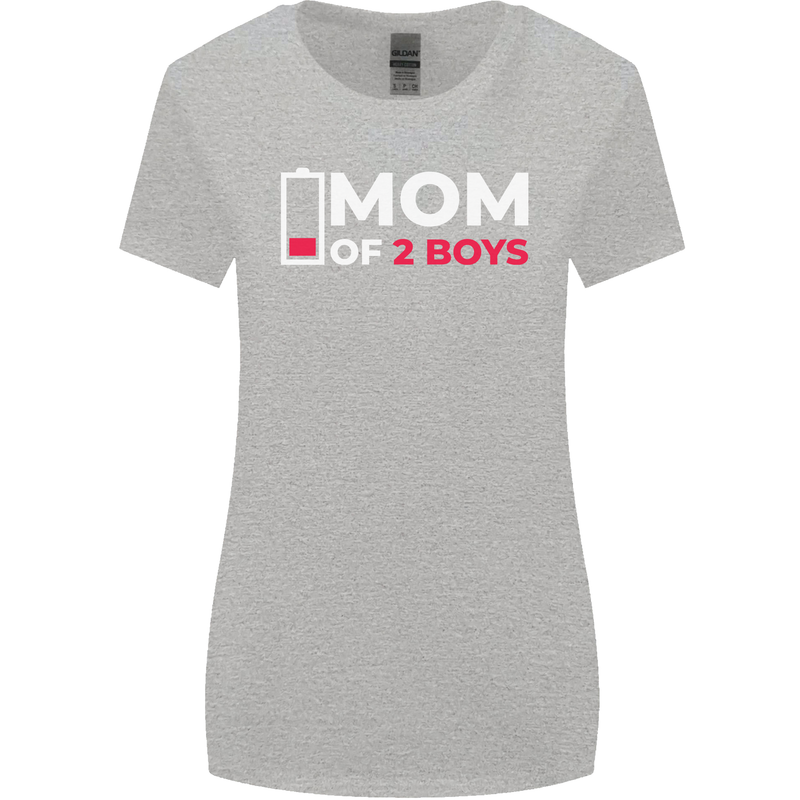 Mom of 2 Boys Funny Mother's Day Womens Wider Cut T-Shirt Sports Grey