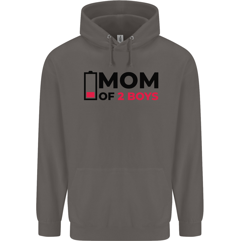 Mom of Two Boys Funny Mother's Day Mens 80% Cotton Hoodie Charcoal