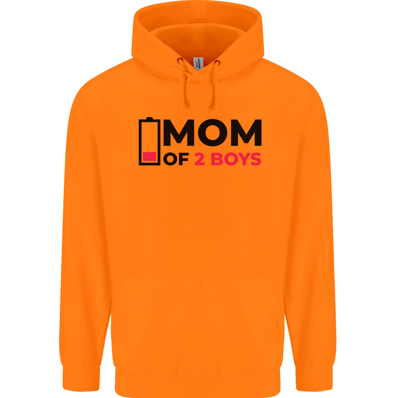 Mom of Two Boys Funny Mother's Day Mens 80% Cotton Hoodie Orange
