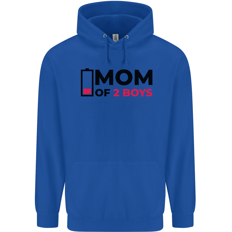 Mom of Two Boys Funny Mother's Day Mens 80% Cotton Hoodie Royal Blue