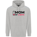 Mom of Two Boys Funny Mother's Day Mens 80% Cotton Hoodie Sports Grey