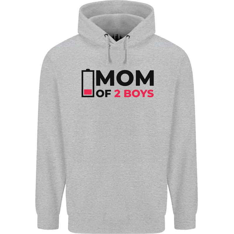 Mom of Two Boys Funny Mother's Day Mens 80% Cotton Hoodie Sports Grey