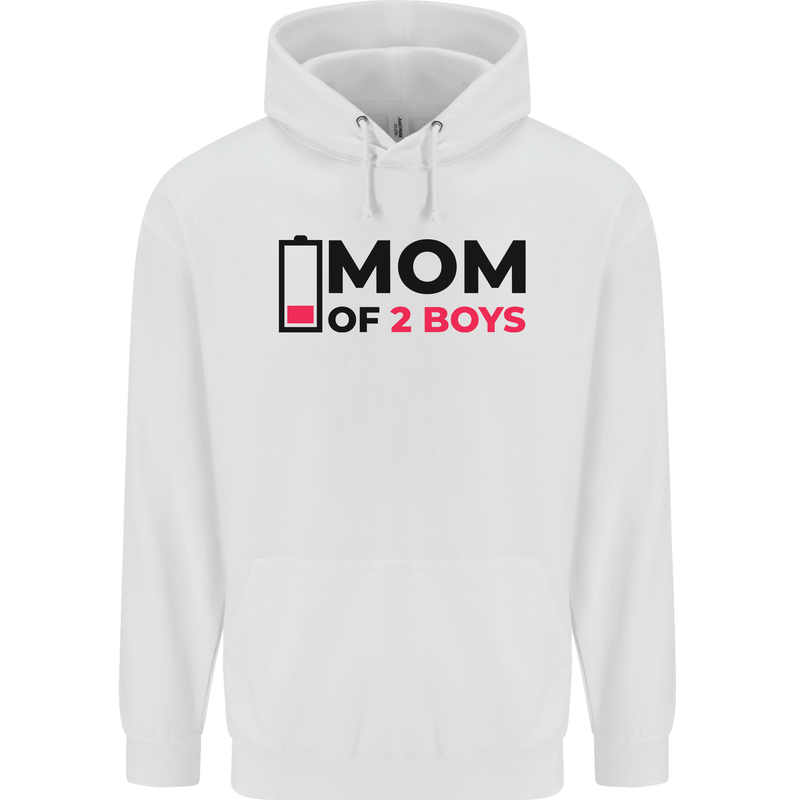 Mom of Two Boys Funny Mother's Day Mens 80% Cotton Hoodie White