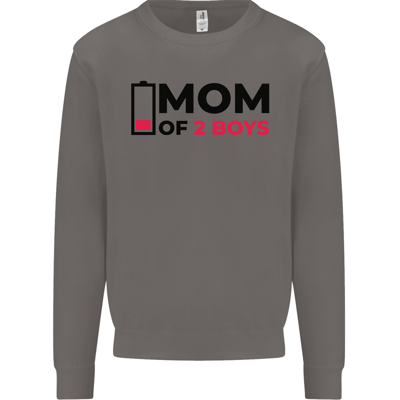 Mom of Two Boys Funny Mother's Day Mens Sweatshirt Jumper Charcoal