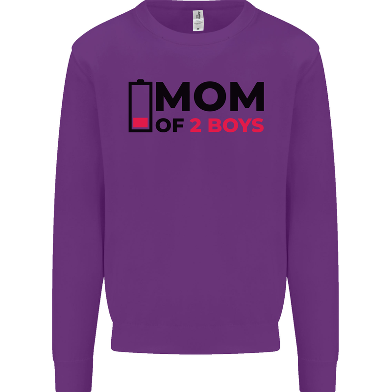 Mom of Two Boys Funny Mother's Day Mens Sweatshirt Jumper Purple