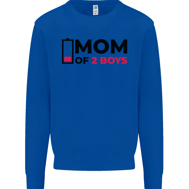 Mom of Two Boys Funny Mother's Day Mens Sweatshirt Jumper Royal Blue