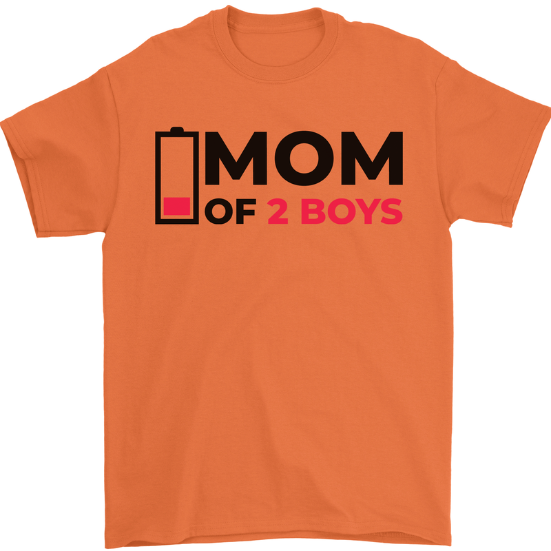 Mom of Two Boys Funny Mother's Day Mens T-Shirt Cotton Gildan Orange
