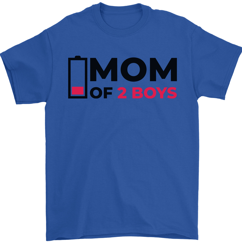 Mom of Two Boys Funny Mother's Day Mens T-Shirt Cotton Gildan Royal Blue