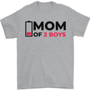 Mom of Two Boys Funny Mother's Day Mens T-Shirt Cotton Gildan Sports Grey