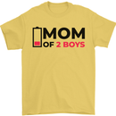 Mom of Two Boys Funny Mother's Day Mens T-Shirt Cotton Gildan Yellow
