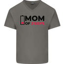 Mom of Two Boys Funny Mother's Day Mens V-Neck Cotton T-Shirt Charcoal