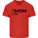 Mom of Two Boys Funny Mother's Day Mens V-Neck Cotton T-Shirt Red