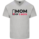 Mom of Two Boys Funny Mother's Day Mens V-Neck Cotton T-Shirt Sports Grey