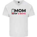 Mom of Two Boys Funny Mother's Day Mens V-Neck Cotton T-Shirt White