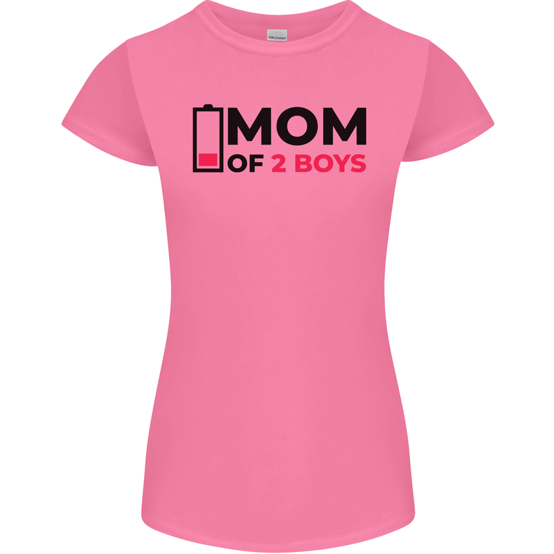 Mom of Two Boys Funny Mother's Day Womens Petite Cut T-Shirt Azalea