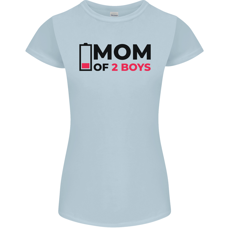 Mom of Two Boys Funny Mother's Day Womens Petite Cut T-Shirt Light Blue