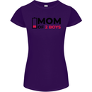 Mom of Two Boys Funny Mother's Day Womens Petite Cut T-Shirt Purple