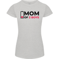 Mom of Two Boys Funny Mother's Day Womens Petite Cut T-Shirt Sports Grey