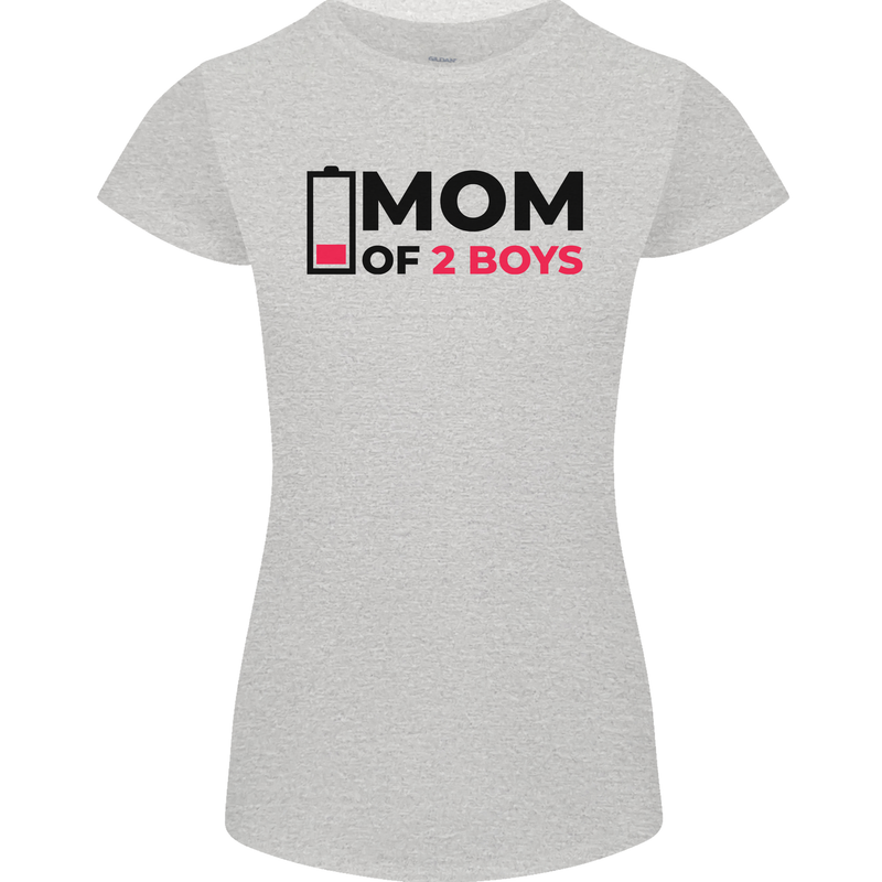 Mom of Two Boys Funny Mother's Day Womens Petite Cut T-Shirt Sports Grey