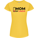 Mom of Two Boys Funny Mother's Day Womens Petite Cut T-Shirt Yellow