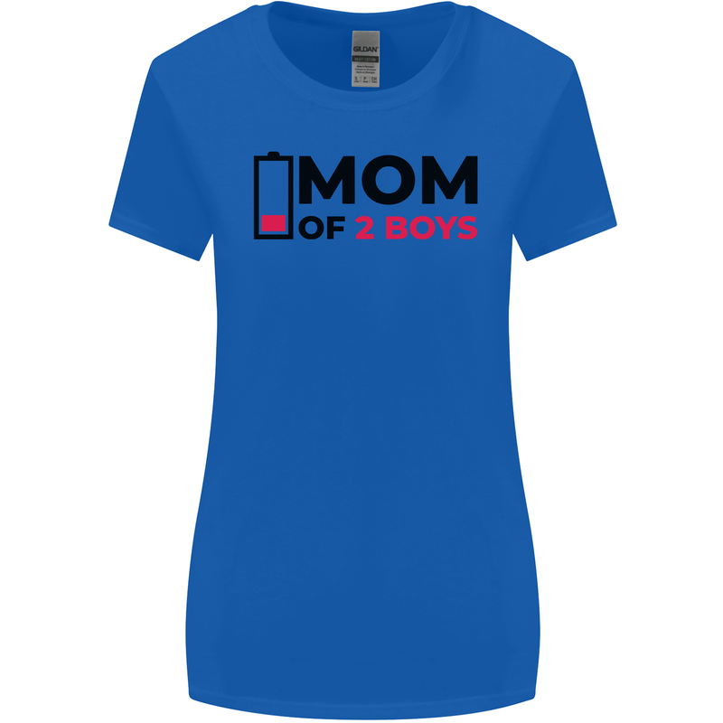 Mom of Two Boys Funny Mother's Day Womens Wider Cut T-Shirt Royal Blue