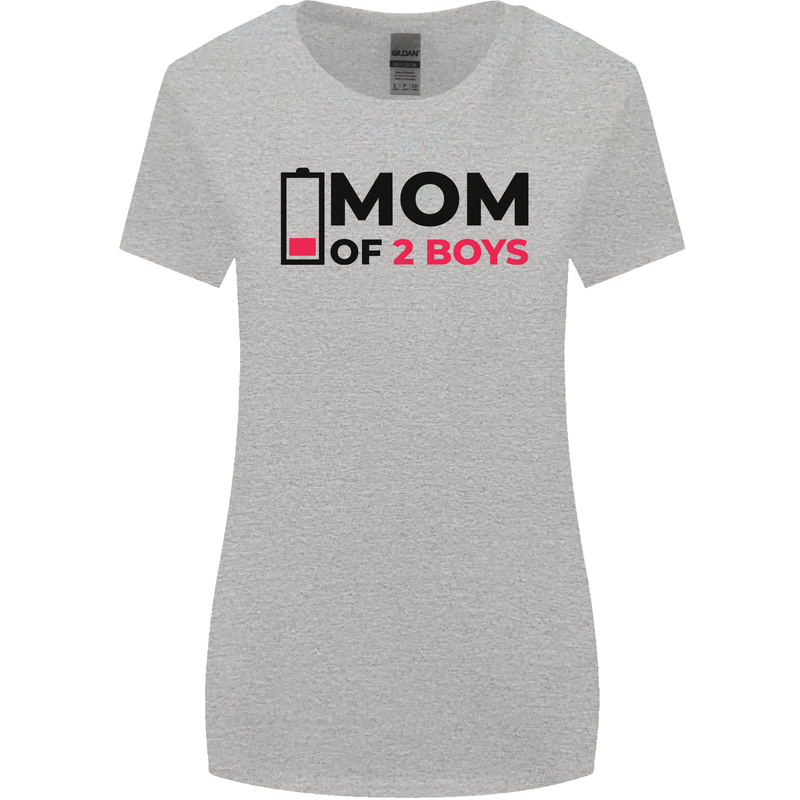 Mom of Two Boys Funny Mother's Day Womens Wider Cut T-Shirt Sports Grey