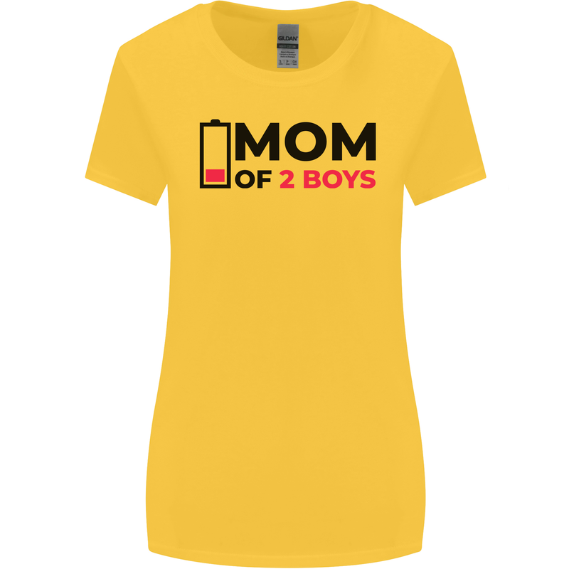 Mom of Two Boys Funny Mother's Day Womens Wider Cut T-Shirt Yellow