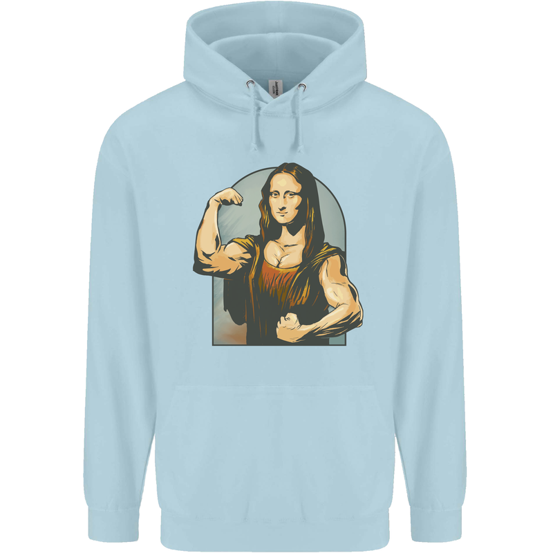 Mona Lifter Funny Gym Bodybuilding Workout Childrens Kids Hoodie Light Blue