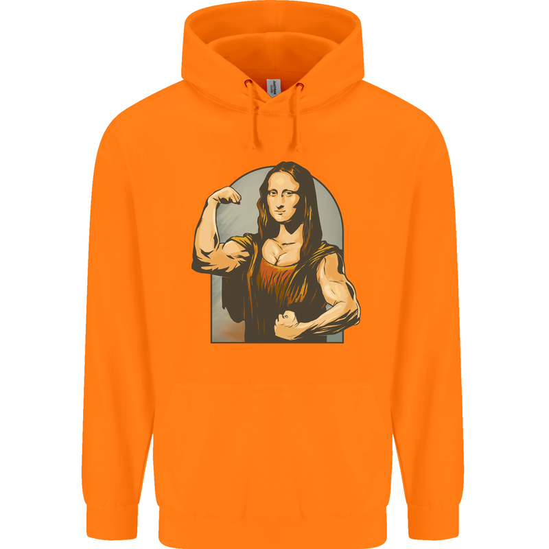 Mona Lifter Funny Gym Bodybuilding Workout Childrens Kids Hoodie Orange