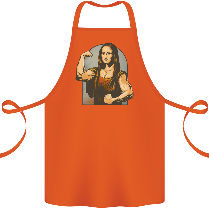 Mona Lifter Funny Gym Bodybuilding Workout Cotton Apron 100% Organic Orange