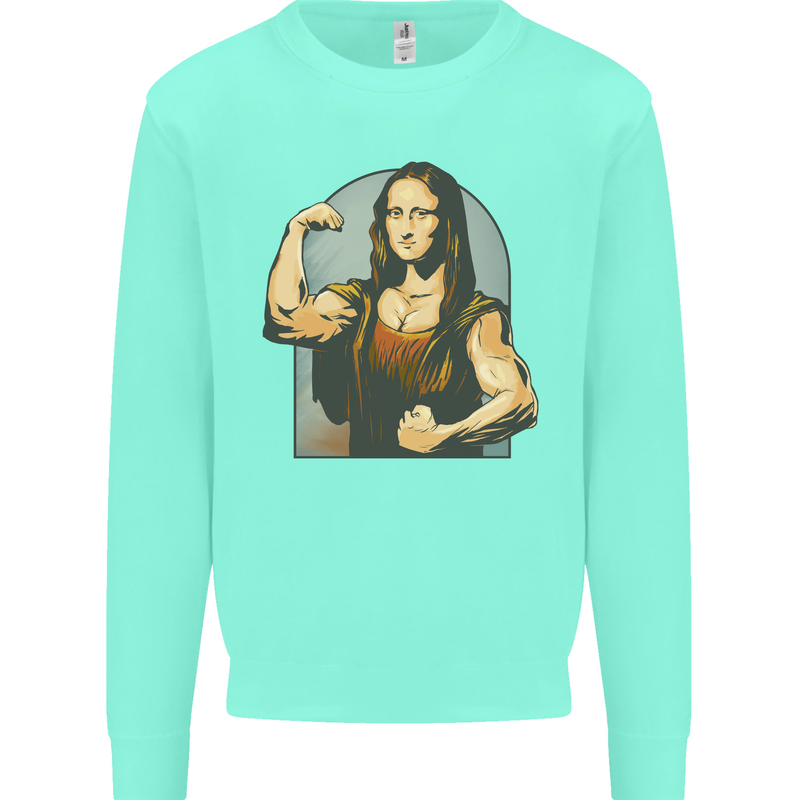 Mona Lifter Funny Gym Bodybuilding Workout Kids Sweatshirt Jumper Peppermint