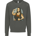 Mona Lifter Funny Gym Bodybuilding Workout Kids Sweatshirt Jumper Storm Grey