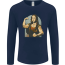 Mona Lifter Funny Gym Bodybuilding Workout Mens Long Sleeve T-Shirt Navy Blue