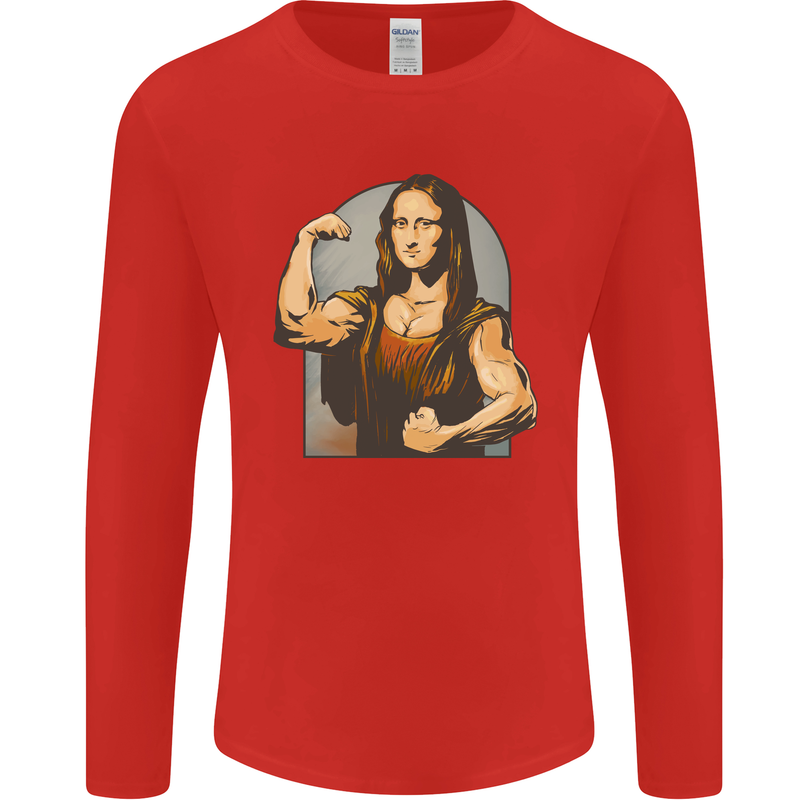 Mona Lifter Funny Gym Bodybuilding Workout Mens Long Sleeve T-Shirt Red