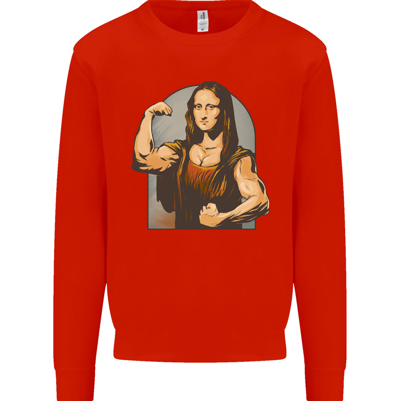 Mona Lifter Funny Gym Bodybuilding Workout Mens Sweatshirt Jumper Bright Red