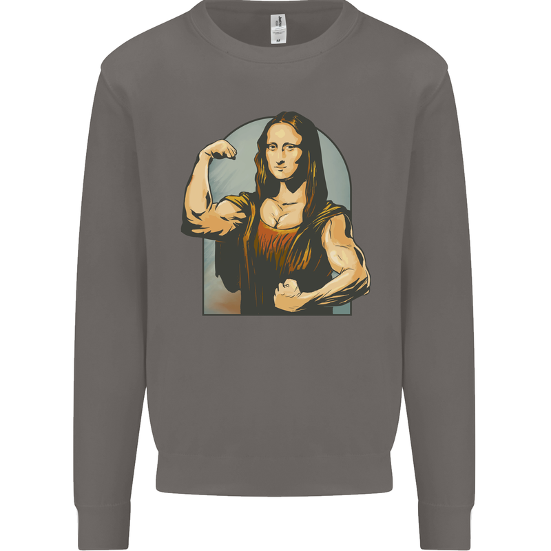 Mona Lifter Funny Gym Bodybuilding Workout Mens Sweatshirt Jumper Charcoal