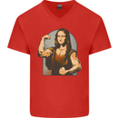 Mona Lifter Funny Gym Bodybuilding Workout Mens V-Neck Cotton T-Shirt Red