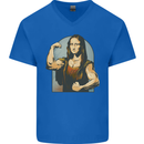Mona Lifter Funny Gym Bodybuilding Workout Mens V-Neck Cotton T-Shirt Royal Blue